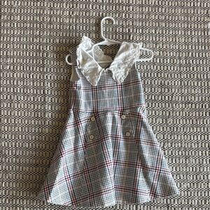 Plaid Dress with Lace Collar